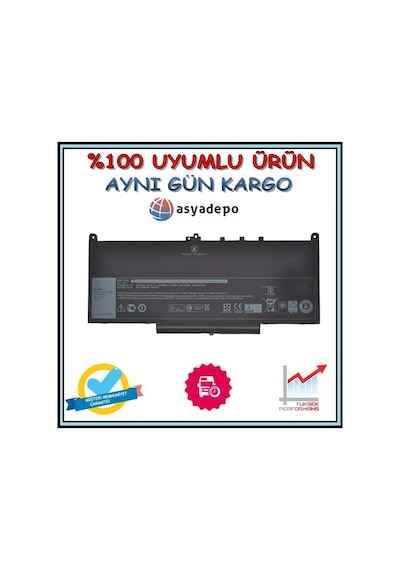 Dell Uyumlu Latitude 12 E7470 Batarya Pil