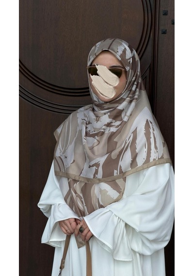 Qalortex Scarf Pamuklu Soft Âmine Desen Eşarp-vizon