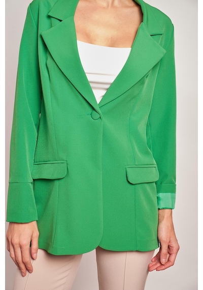 Yakalı Kolu Katlamalı Cep Kapaklı Salaş Boyfriend Oversize Hafif Likralı Kumaş Blazer Ceket-yeşil Yeşil Yakalı Kolu Katlamalı Cep Kapaklı Salaş Boyfriend Oversize Hafif Likralı Kumaş Blazer Ceket-yeşil Yeşil