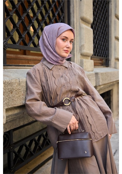 Silk Home Monogram Pamuk İpek Eşarp 130001-17 lila