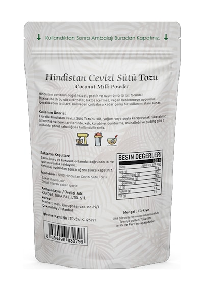 Fibrelle Hindistan Cevizi Sütü Tozu 100gr