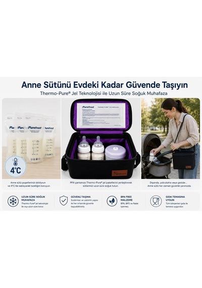 Purefrost Pf4 Baby Anne Sütü Soğutucu Ve Saklama Çantası, Biberon