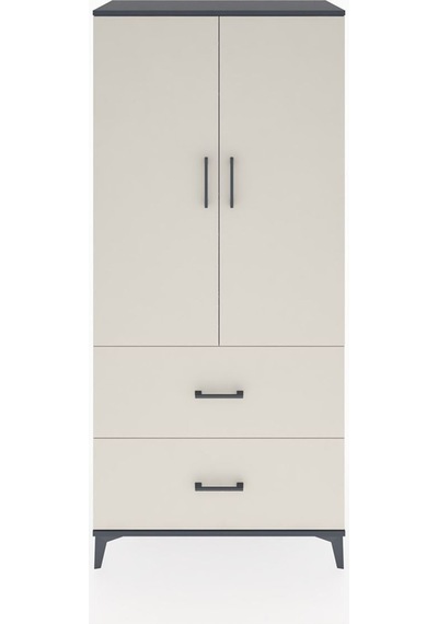 Hyperion Dolap 2 Raflı 2 Çekmeceli 2 Kapaklı 88x44x195 Antrasit-aytaşı Antrasit