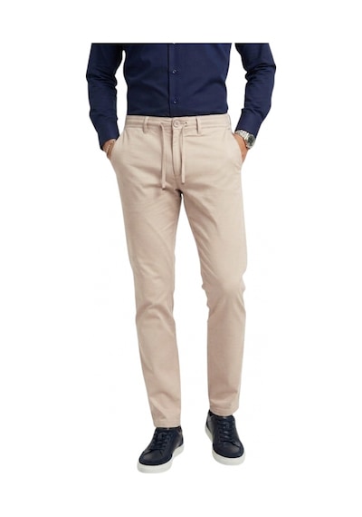 Deepsea Erkek Bej Esnek Kumaş Slim Fit Beli Lastikli Günlük Spor Pantolon 2601070