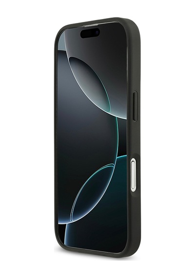Apple Uyumlu iPhone 17 Kılıf Guess Lisanslı Taşlı Arka Yüzey Üçgen Logolu Kapak Siyah
