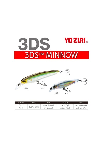 Yo-zuri F1157 3ds Minnow Askıya Alma Yemi, 10 Cm, Holografik Ayu Deseni