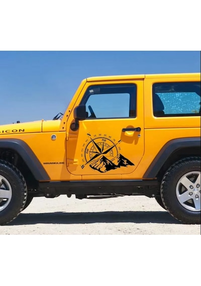 Pusula Ve Dağ Sticker - 4x4 Off Road Adventure Sticker - Araba Oto Motosiklet Karavan Sticker - 02112 60x47 Cm
