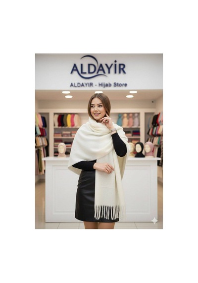 Aldaıyr Ormos Sıcak Tutan Soft Touch Erkek Kaşkol Atkı Beyaz