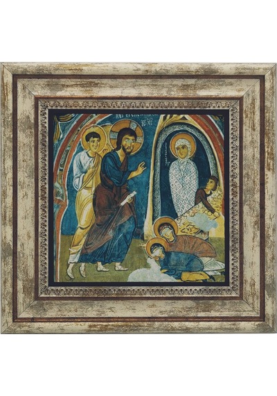 Kapadokya Göreme Karanlık Kilise Freski - Lazarus'un Dirilişi Baskılı Taş Tablo 25x25