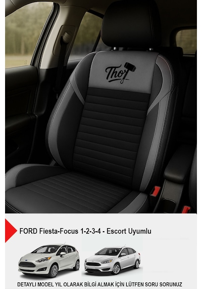 Thor Tay Tüyü Oto Koltuk Kılıfı Ford Focus-fiesta-escort Uyumlu Gri