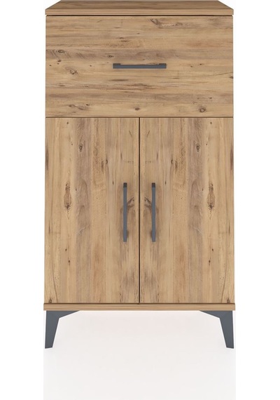 Arges Komodin Tek Raflı Tek Çekmeceli 2 Kapaklı 60x30x106 Çam-çam Atlas Çam