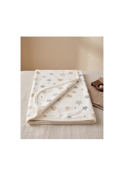 %100 Pamuk Bebek Battaniyesi 80x90 Beyaz
