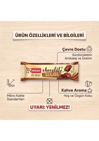 Mikro Çikolata Görünümlü Kahve Aromalı Kokulu Silgi - Paketli Eğlenceli Okul & Ofis Silgisi - 9050840834946