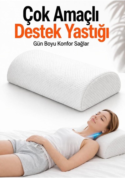Visco Ortopedik Silindir Yastık - Çok Amaçlı Boyun, Bel Ve Diz Altı Bacak Arası Destek Yastığı