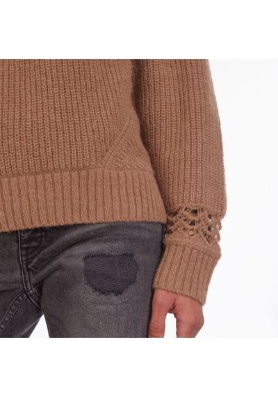 The Kooples Kadın Comfort Fıt Bisiklet Yaka Kahverengi Yün Karışımlı Kazak