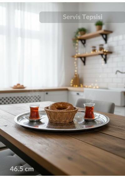 Paslanmaz Tepsi Geleneksel Küçük Yer Sofrası 46,5 Cm Çelik Sini Yemek Sofrası No:50