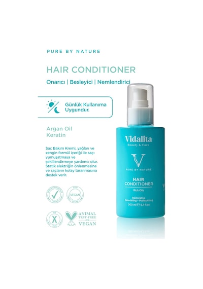 Vidalita Beauty & Care Rich Oils Argan Jojoba & Keratin Saç Bakım Kremi 200 ML