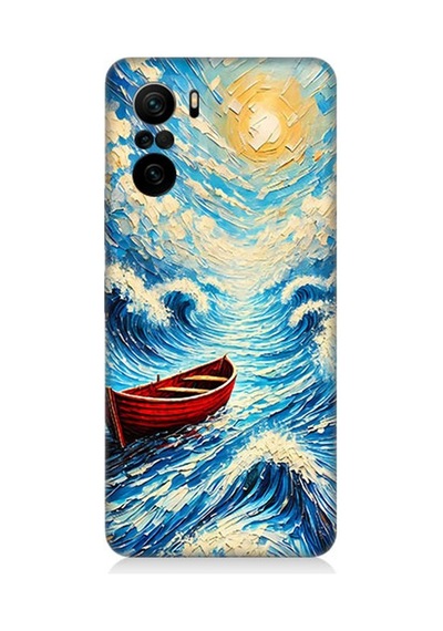 Xiaomi Redmi K40 Uyumlu Fırtınada Kırmızı Sandal Desenli Silikon Kılıf Çok Renkli