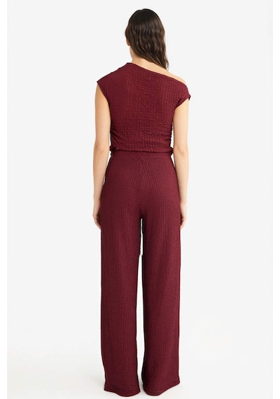 Defacto Wide Leg Geniş Bol Paça Bürümcük Pantolon D3570ax25aubr237 Bordo