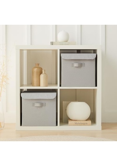 2'li Gri Kapaklı Kutu Set 30 X 30 X 30 Cm Açık Ahşap