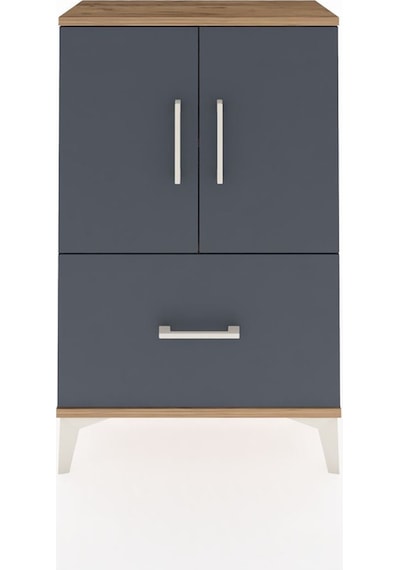 Arges Komodin 2 Raflı Tek Çekmeceli 2 Kapaklı 60x30x96 Çam-antrasit Atlas Çam