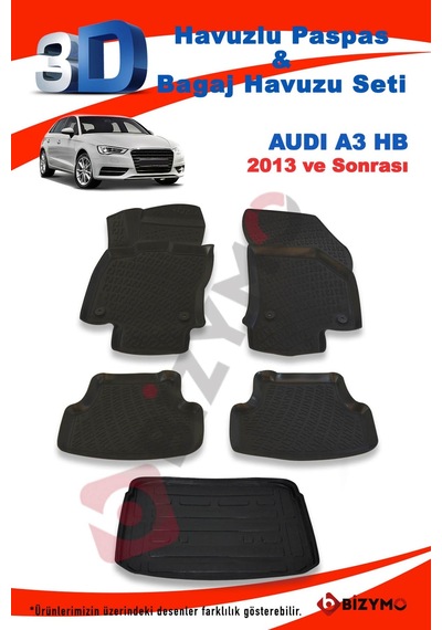 Audi A3 Hb 2013 ve Sonrası Paspas ve Bagaj Havuzu Seti Siyah