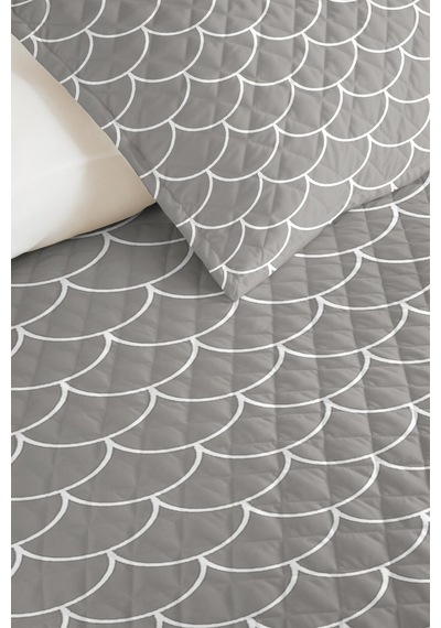 Gri Geometrik Modern Genç Odası Tek Kişilik Pike Takımı-iskandinav 160x220 Cm Kapitone Yatak Örtüsü Bohem Doku Kabuğu