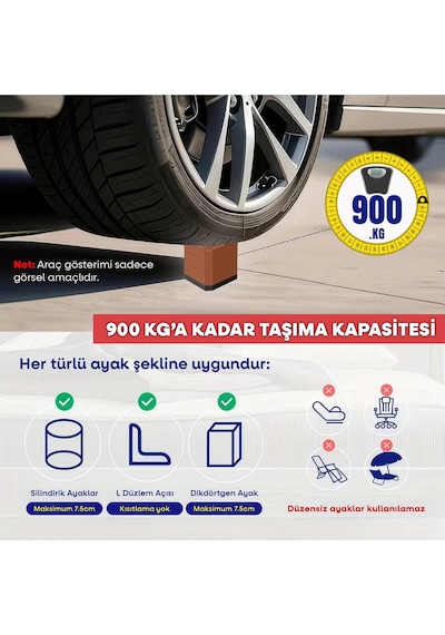 Tineke Robot Süpürge Mobilya Ayağı Ve Dolap Yükseltici Ayak Kaydırmaz 4lü Kahverengi Kare 10.5 Cm