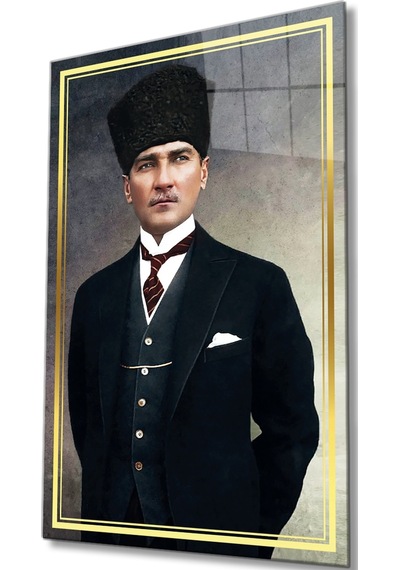 Atatürk Cam Tablo Ev Ve Ofis Duvar Dekoru Hediyelik Büyük Tablo Dayanıklı Cam