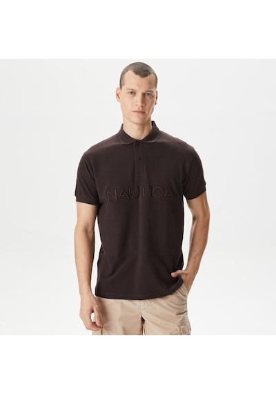 Nautica Erkek Kahverengi Classic Fit Kısa Kollu Polo Düz K45315t Kahverengi