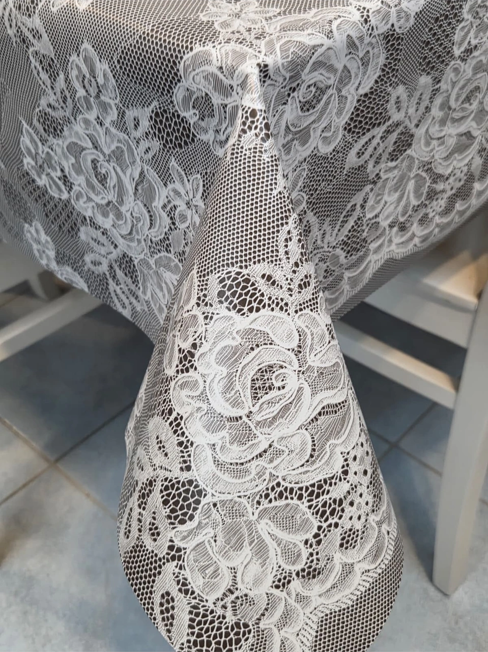 Elyaflı Pvc Muşamba - Desenli Silinebilir Masa Örtüsü Gri