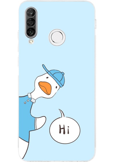 Huawei P30 Lite Uyumlu Merhaba Ördek Baskılı Silikon Kılıf Renkli