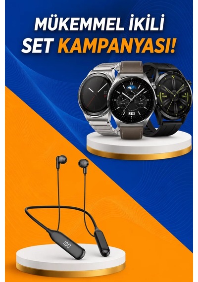 Alarm Ve Titreşim Özellikli Akıllı Saat Ve Mikrofonlu Kablolu Blu