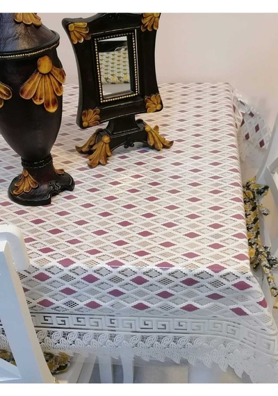 İthal Pvc Muşamba - Desenli Silinebilir Masa Örtüsü 11lace001 Renkli