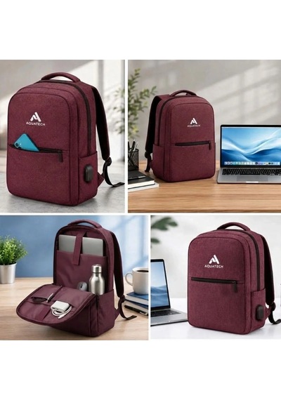 Veraura Lifestyle Bordo Laptop Sırt Çantası, Bilgisayar Korumalı İç Bölmeli Notebook Çantası, Organizer Cepli Ve Usb Şarj Portlu