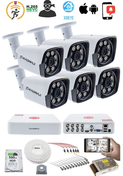 6 Kameralı Güvenlik Kamerası Seti - Kdj-6s-8w-m-v1