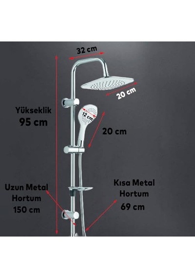 Banyo Tepe Duş Başlığı Beyaz Tepe Duş Başlık Genel