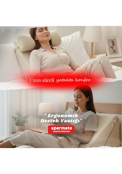 Ergonomik Destek Yastığı Baş, Sırt, Bel Ve Bacak Desteği Bej