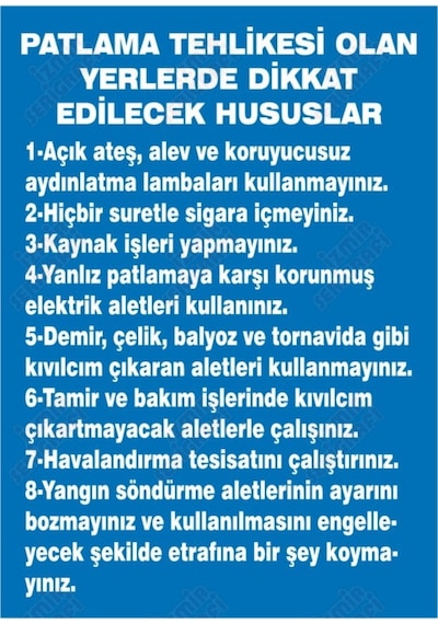 Patlama Tehlikesi Olan Yerlerde Dikkat Edilecek Hususlar