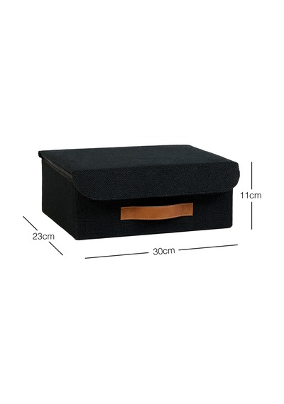 Ocean Home Textile Çekmece İçi Siyah Renk Jüt Kapaklı Kutu 30 x 23 x 11 cm