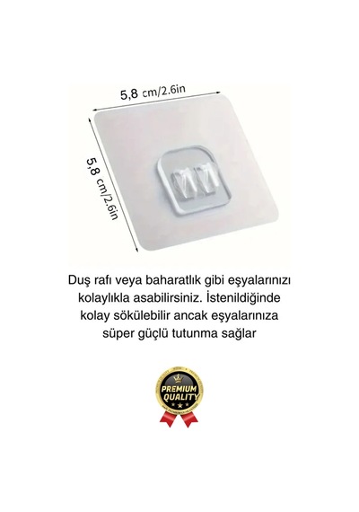 4 Adet Ultra Güçlü Suya Dayanıklı İz Bırakmaz Şeffaf Mutfak Banyo Tablo Raf Ayna Tutucu Askı Kanca B Diğer
