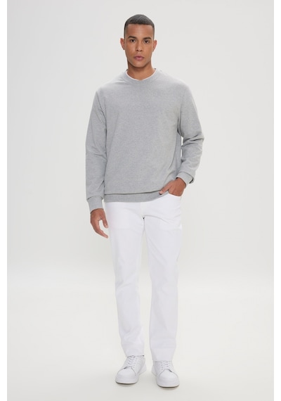 AC&Co / Altınyıldız Classics Standart Fit Normal Kesim Pamuk Bisiklet Yaka Erkek Sweatshirt Gri Melanj AC&Co / Altınyıldız Classics Standart Fit Normal Kesim Pamuk Bisiklet Yaka Erkek Sweatshirt Gri Melanj