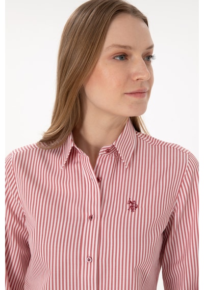 U.S. Polo Assn. Kadın Vişne Çizgili Uzun Kollu Gömlek 50306407-VR223 U.S. Polo Assn. Kadın Vişne Çizgili Uzun Kollu Gömlek 50306407-VR223