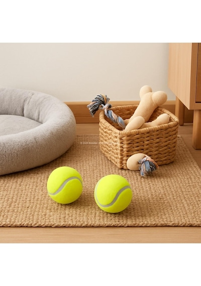 2'li Köpek Oyun Topu 7.5 Cm Orta Boy Premium Kalite Tenis Topu, Eğitim Ve Oyun Amaçlı, Dayanıklı Evcil Hayvan Oyuncağı, Diş Dostu Tasarım