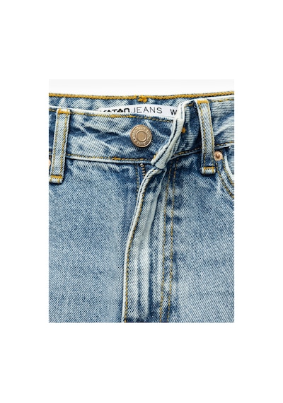 Koton Pamuklu Düğmeli Cepli Normal Bel Crop Geniş Paça Jean Pantolon - Wide Leg Jean Açık İndigo 5sal40020md Açık İndigo
