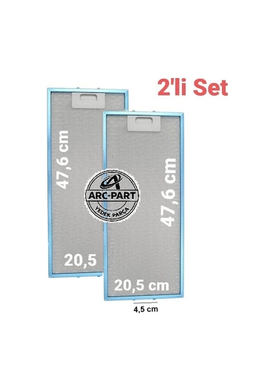 Silverline Aspiratör Alüminyum Filtre - 2'li Set - 20,5x47,6 Cm 2 Adet
