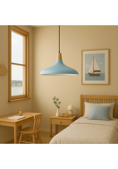 Mylights Tekli Metal Sarkıt Avize Bebe Mavisi Erkek Çocuk Odası Çalışma Odası Masaüstü Mavi