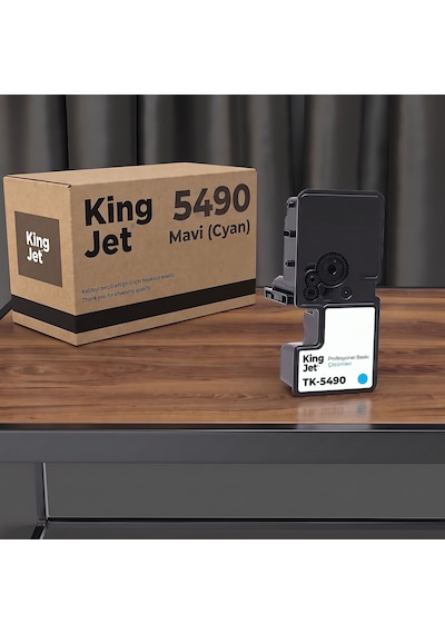 Kingjet Kyocera Uyumlu  Tk-5490 Mavi Cyan Uyumlu  Toner Çipli