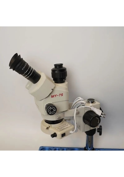 Myscope Td-7s Kamera Yuvalı Profesyonel Trioküler Beyaz Kafa Tamir Mikroskobu Geniş Mavi Çalışma Tablası My-7s