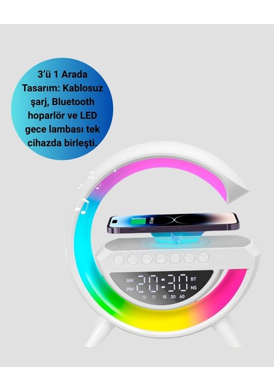 Renkli Işıklı 15w Kablosuz Şarjlı Masa Lambası Çok Renkli 36687400